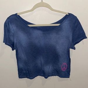 Blue Jean Peace Crop Top